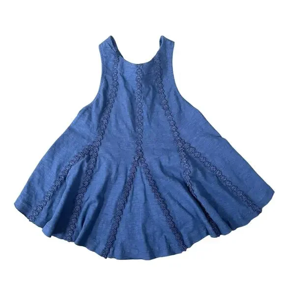 Free People Women's Bandit Blouse Top Blue Size S - Picture 3 of 9